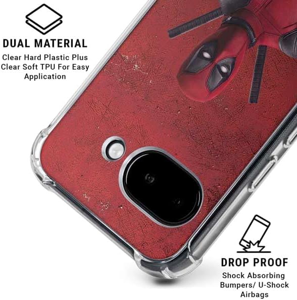 Skinit Clear Phone Case Compatible with Google Pixel 9a - Officially Licensed Marvel Deadpool Legacy Deadpool Red Poster Design