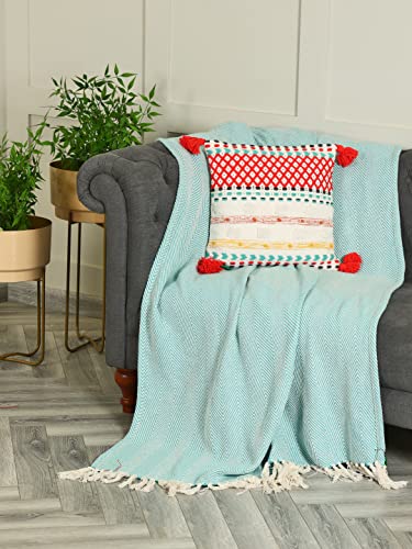 Image of SASHAA WORLD Cotton Decorative Cushion Cover with Zipper | Bedroom & Living Room | Multi 45X45 cm