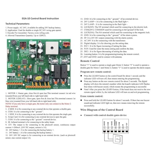 Panneau de commande d'ouvre-porte battante automatique avec 3 télécommandes