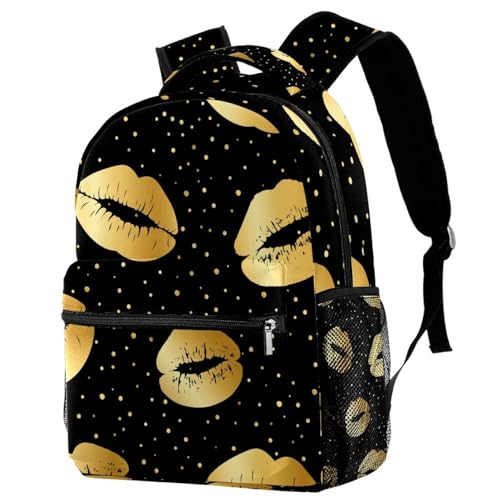 Sac à dos d'école à pois dorés de 40 cm pour adolescents et filles
