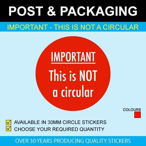 Important - This is Not a Circular - Available As 30mm Circles, 13mm, 2000