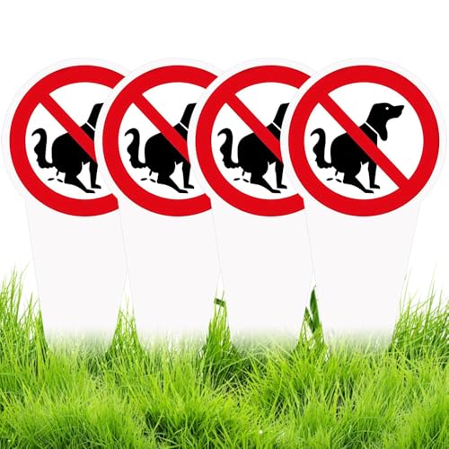 Mineup 4 Stück Steckschilder Kein Hundeklo, 30x15 Cm Steckschild Hier Ist Kein Hundeklo, XXL Warnung Hundeklo Verboten Pfahl, Hinweisschild Verbot Hund, Hinweisschild Keine Hundetoilette