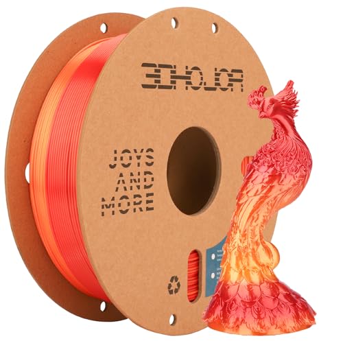Silk PLA 3D Printer Filament 1.75mm Silk Shiny Fast Gradient Color Change Rainbow Multicolor PLA Filament 1kg (2.2lbs) /Spool for FDM 3D Printers-Fiery Rose