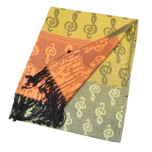 Women Pashmina Shawl Reversible Fashion Music Notes Wrap Scarf w/Fringes3