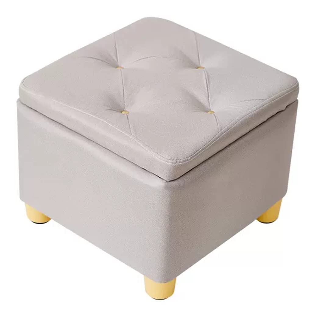 Repose-pieds avec cube de rangement tabouret beige chambre