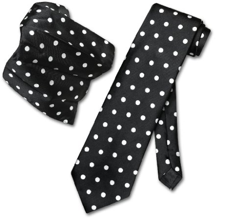 Set de corbata y pañuelo negro con lunares blancos miniatura 1