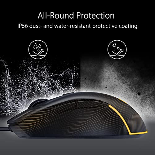 TUF Gaming M3 Gen II Mouse da gioco, cablato, 59 g leggero, IP56 resistenza alla polvere e all'acqua, protezione antibatterica, sensore ottico 8K DPI, 6 pulsanti programmabili, piedini per mouse - Mouse gaming - Immagine 4