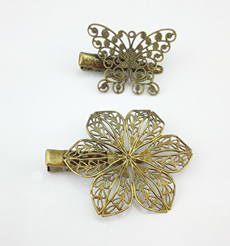 Pack de 6 pinzas de cabello vintage mariposa y libélula miniatura 6