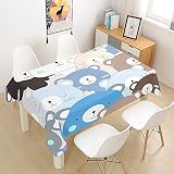 Oduo Nappe Imperméable Polyester Rectangulaire, Nappe imprimé Ours 3D Antitache Anti-Moisissure Antifouling Lavable et Facile d'entretien Cuisine Fête (Les Dessins animés,60x60cm)
