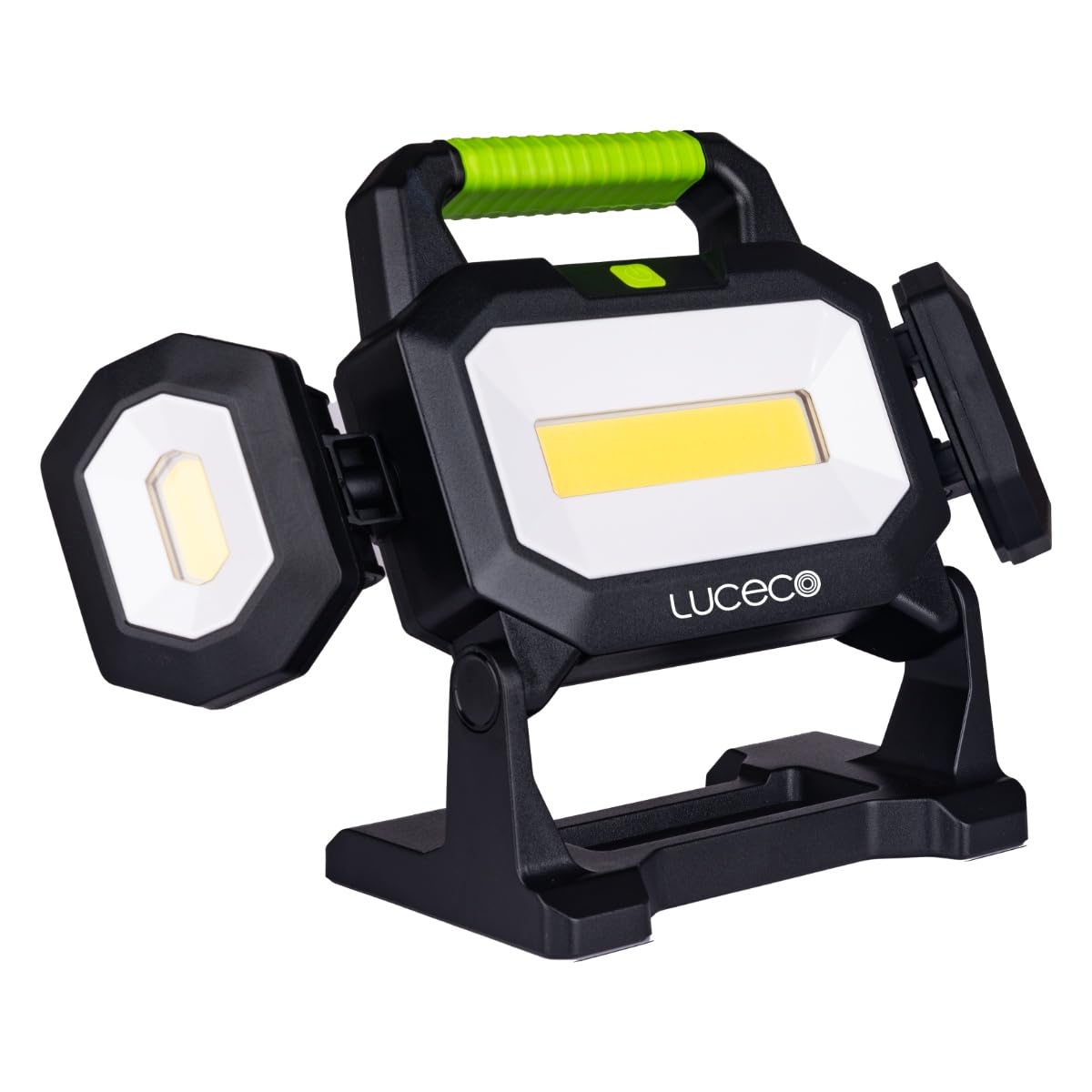Luceco Black Univolt 18V/20V Led Triple Head Work Light 2500 Lumens – Multi Battery Compatible Site Light - Adjustable Panel Flood Light - Magnetic Base - Tripod Mountable