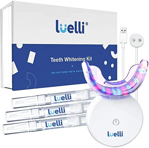 Luelli Teeth Whitening Kit with 35% Carbamide Peroxide, 32 LED Lights (color) | Teeth Whitener for Sensitive Teeth, Enamel Safe, Professional Wireless Tooth Whitening Kit with Tray and (3) Whitening Gel Pen for Home, Travel