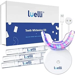 Luelli Teeth Whitening Kit met 32 ledlampjes, voor gevoelige tanden, emmerveilig, professionele draadloze bleekset met bakje en (3) whitening gelpen voor thuis, op reis