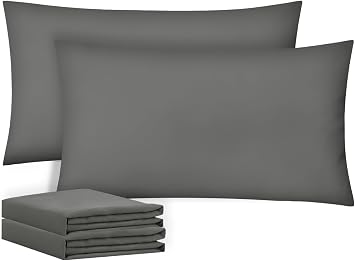 Acrali Home Grey Pillowcases 2 Pack - Standard Size 50x75 cm, 1800 Super Soft and Cozy Premium Microfiber Pillow Covers with Envelope Closure - Breathable, Wrinkle Free, Fade & Stain Resistant