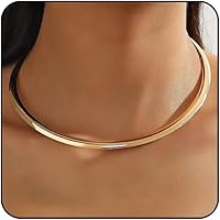 ONBRIG Trendy Silver Collar Choker Necklace for Women - Statement Open Round Design, Adjustable Fit