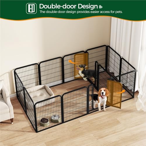Yaheetech Welpenauslauf 16 Panele 80cm Hoch Metall mit 2 Türen