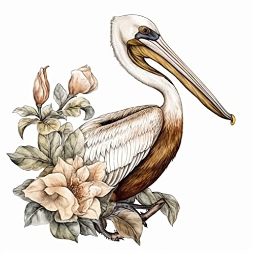 Image of Yoonek Graphics Louisiana Brown Pelican Bird Magnolia Flower Vinyl Decal Sticker for Car, Laptop, Tumbler, More. #008550-4 inch