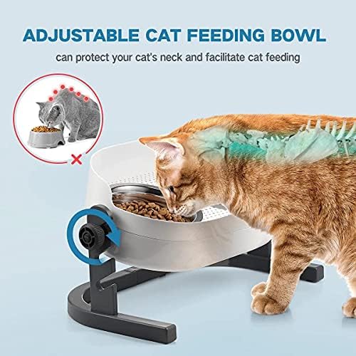 ALL FOR PAWS 3 In 1 Elevated Double Dinner, (44x26x19CM), Raised Pet Bowls for Cats and Dogs Adjustable Elevated Feeder Bowls, Good for Pets'Digestion and Joints(S)
