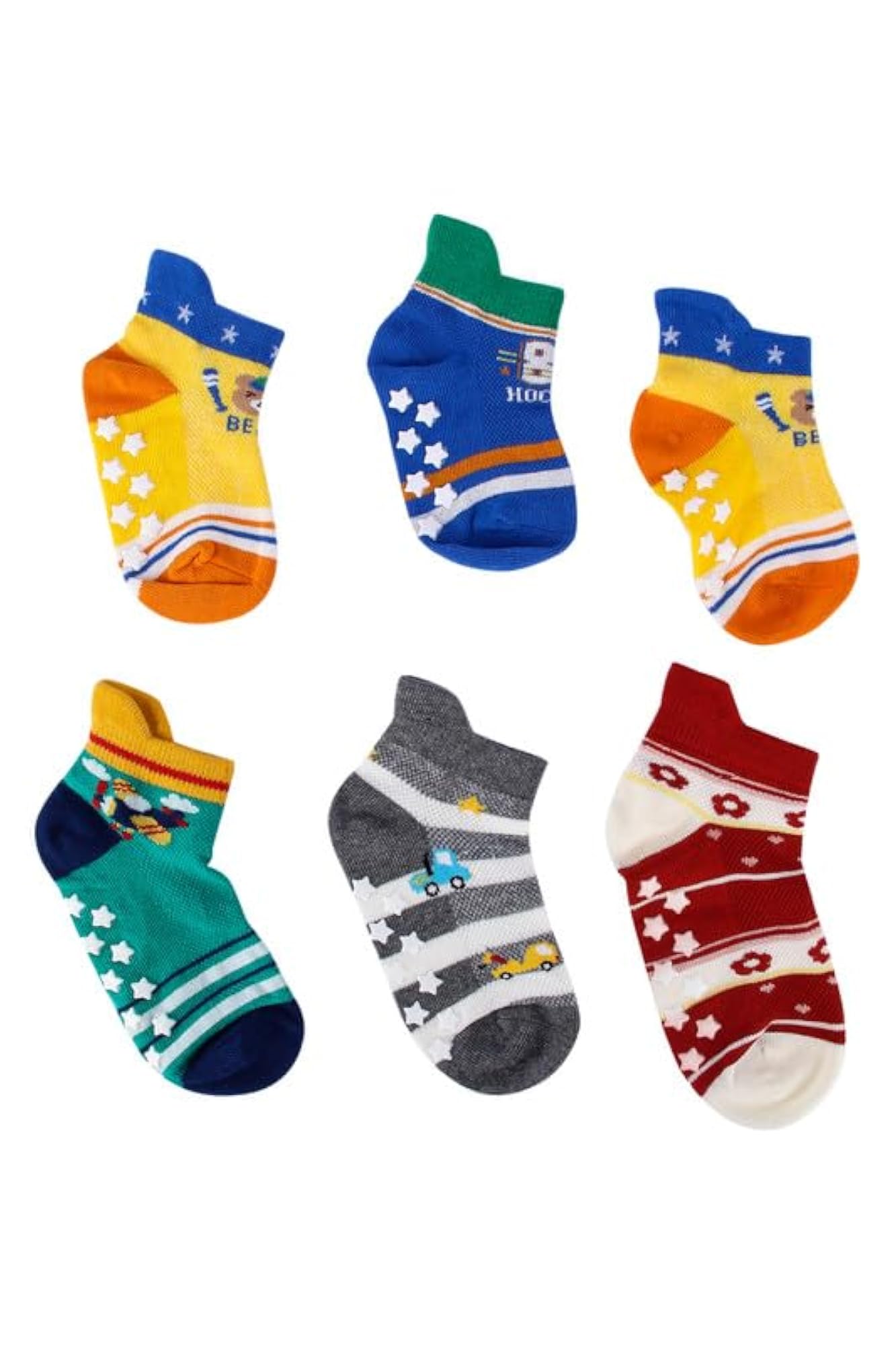Assorted Pack of 4 Non-Slip Anti-Skid Socks for Toddlers