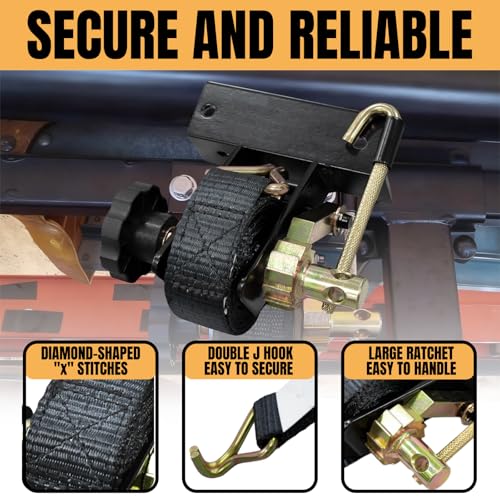Image of Ratchet Straps for Ladder Rack - 1.4 inch Black Square Tube Mount with Double J-Hook (4 Pack) - 1.5 inch x 7.5' Heavy Duty Tie Down Straps,500 lbs Capacity for Roof Rack,Truck,Cargo Security