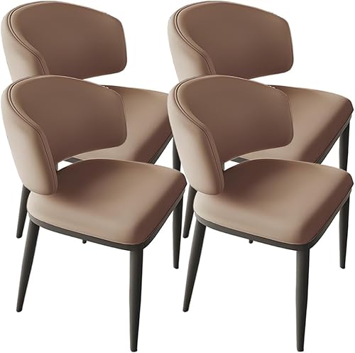 Miniatura 26 de YVYKFZD Juego de sillas de comedor de cuero, silla de comedor con respaldo curvado y patas de metal, sillas de cocina tapizadas, silla auxiliar