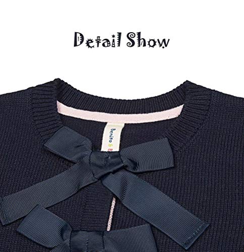Benito & Benita Girls Cardigan Button Up with Bow Toddler Sweater Cardigan Cotton Kids Dance Shawl Bolero Shrug Long Sleeve3