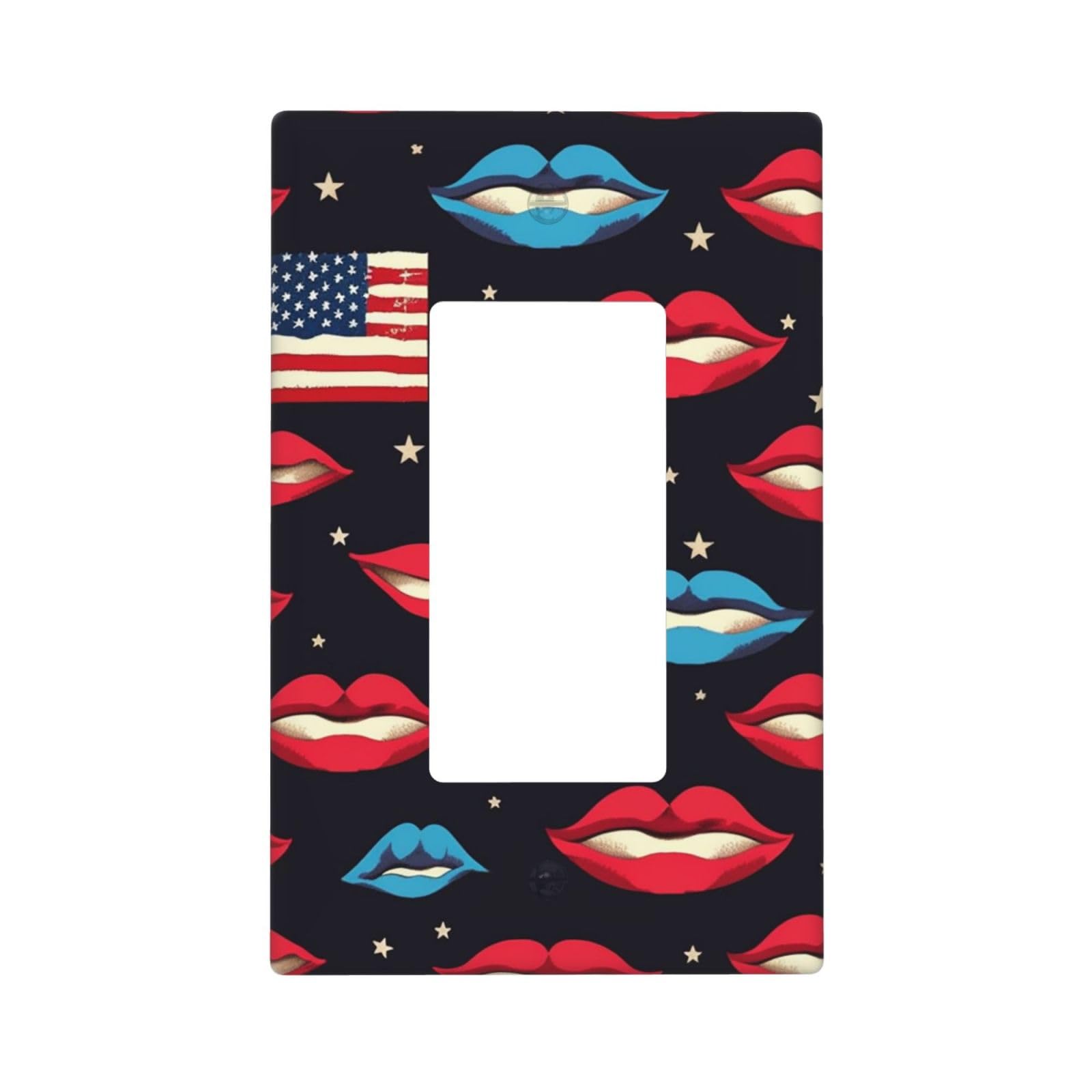 American flag lips Wall Plate Cover 1 Gang Light Switch Cover Decorative Single Duplex Wall Plates Standard Size Decorator Blank Electrical Switch Plate Cover for Electrical Outlets