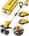 Alloyman 20V MAX Elektro Motorhacke Gartenfräse, 360 U/min Akku Bodenhacke, mit 2 x 2,0 Ah Akkus und Ladegerät, 23 cm Arbeitsbreite, 17 cm Tiefe, Gartenfräse für Rasen/Garten/Bodenbearbeitung