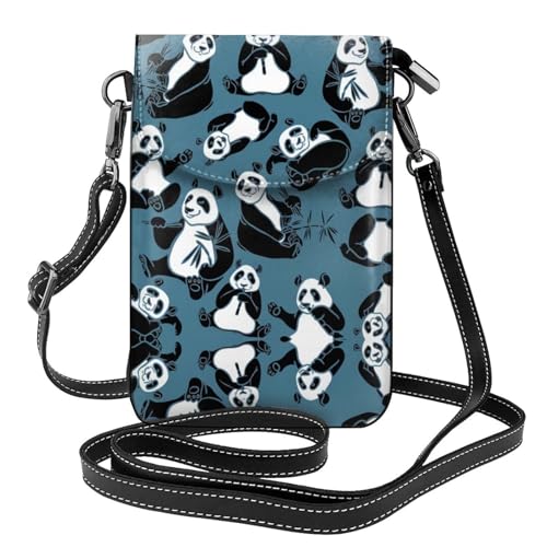 Sac à rabat imprimé panda et pochette téléphone portefeuille en microfibre