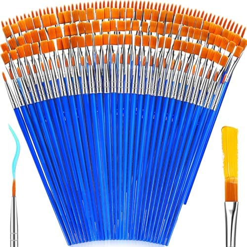 Paint Brushes Bulk 162-Pack – Round Flat Acrylic Kids Class view 7