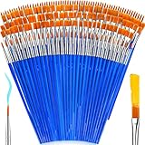 162 Pcs Paint Brushes Bulk, Round Flat Tip Acrylic Paint Brushes Set for Kids Classroom Crafts Oil Watercolor Canvases Face Painting Touch Up