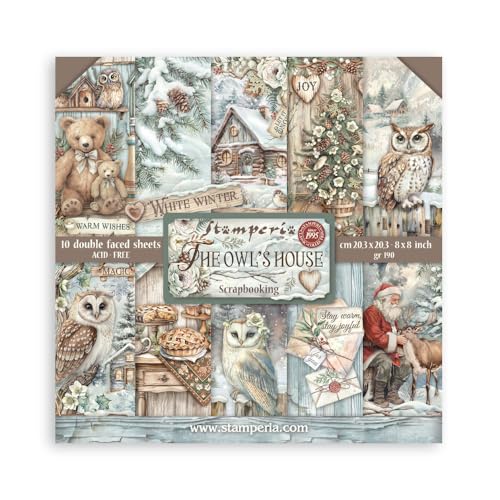 Stamperia - Scrapbook Paper Pad for Scrapbooking, Albums, Card Making, Bullet Journalling and More, Acid Free, Double-Sided, Perfect for Hobbies, Crafts, and Gifting (The Owl’s House) (20.3 x 20.3cm)
