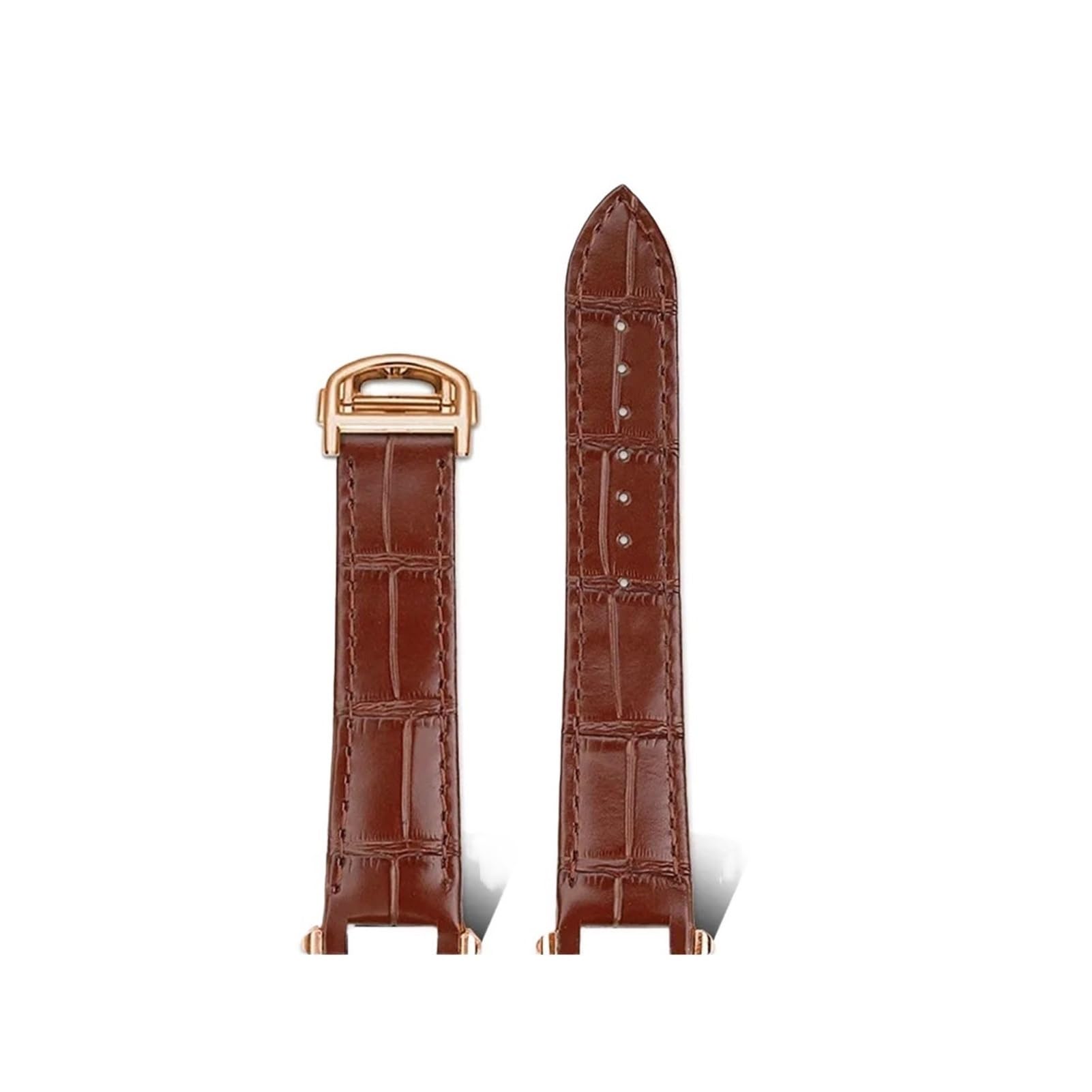 Genérico Compatible con la correa de reloj Cartier PASHA Series WGPA0019/0026 W2PA0014 Correa de cuero de vaca Pasha de 19 mm Correa de liberación rápida Hebilla plegable