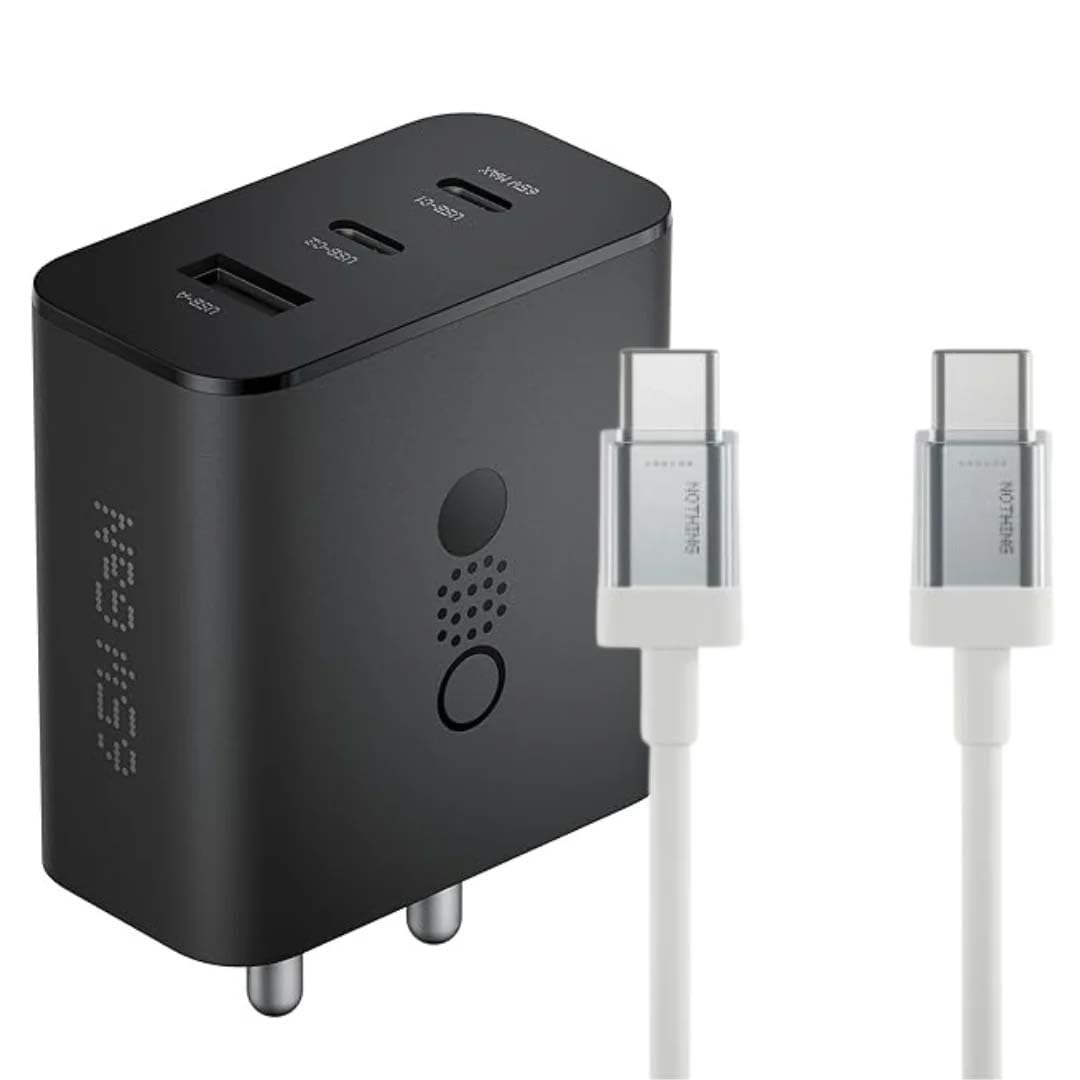 65W Gan Trio Charger Adapter | 3 Port USB Type C to A Wall Charging Adaptor Compatible 3 3A 3Pro 2/2A 2A.Plus C to C Cable Complete-Combo New 2025