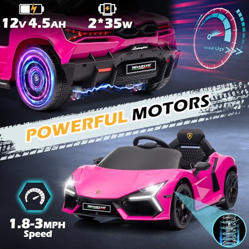 LALAHO Kinder Elektroauto 12V Kinderauto Lamborghini Elektrofahrzeuge mit Musikfunktion, für 3-6 Jahre Kinder – Bild 3