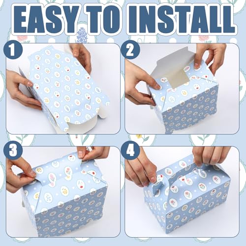 Novabright 24 Pcs Pastel Floral Gift Boxes Wildflower Party Favor Gable Boxes with Handle Paper Candy Goodie Treat Bags for Garden Tea Party Bridal Shower Wedding Supplies