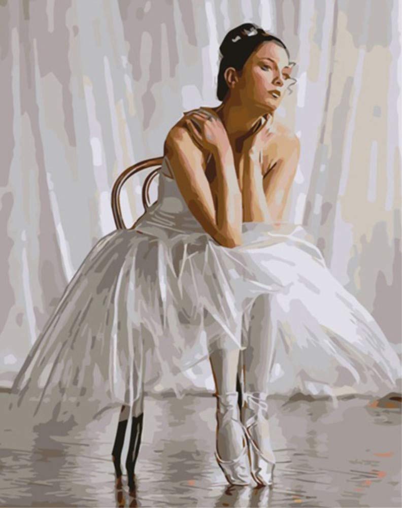 Abeuty Ballerina Diy Paint By Numbers For Adults Beginner - Dazzling 16X20 Inches Number Painting Anti Stress Toys (No Frame)
