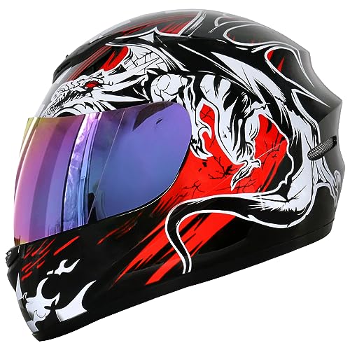 Zorax ZOR-819 Dragón XS (53-54cm) Casco Integral Moto Moto ECE 2206 Carretera Legal + Visera Iridium