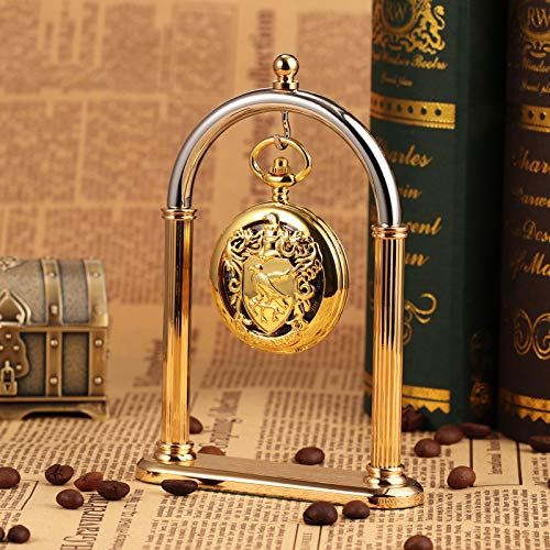Image of TREEWETO Men's Retro Double Open Skeleton Mechanical Roman Numerals Shield Pocket Watch with Chain for Men Women