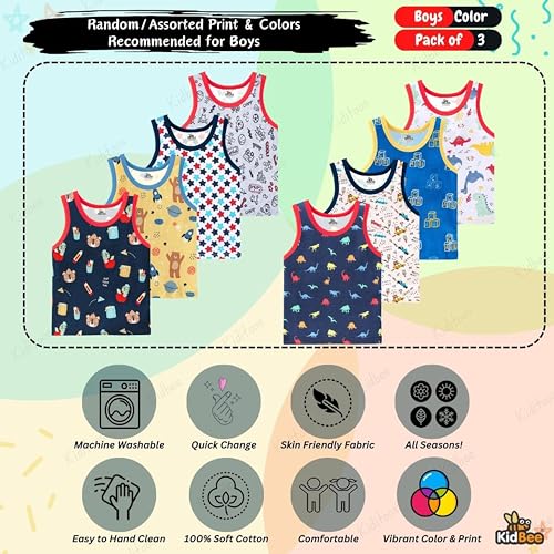 Image of Kidbee Cotton Vests for Boys & Girls (Set of 3)
