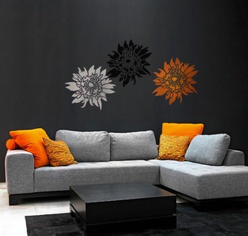 Flower Stencil Chrysanthemum Grande LG - Large Wall Stencils for Nursery Décor – Easier and More Cost Effective Then Wallpaper - Floral Nursery Ideas - Designer Stencils by Cutting Edge Stencils