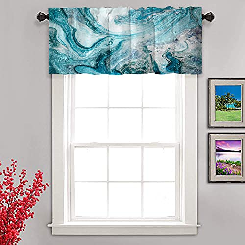 Jacrane Blue Quicksand Valance Curtains Abstract Art Kitchen Valance Farmhouse Valance For Bedroom Bathroom Living Room Dining Room Window Valance 52X18 Inches 2 Pack #TOP1