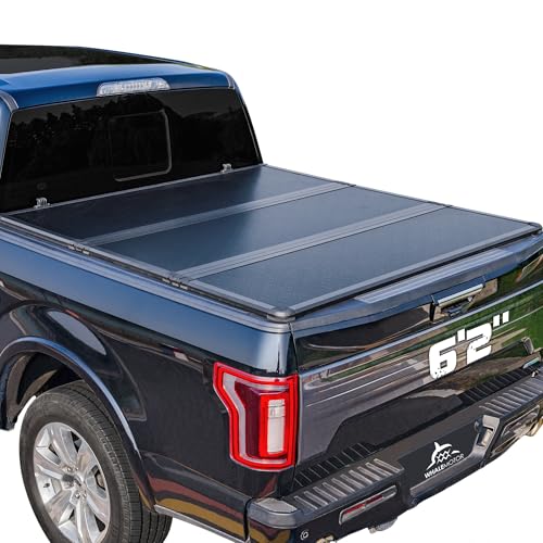 Image of Hard Folding Truck Bed Tonneau Cover Compatible with Chevy Colorado & GMC Canyon(2015-2022) 6.2 ft Long Box, Tri Fold Style