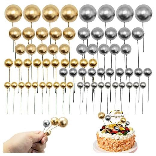 66 piezas Mini globo para tartas, bolas de espuma, bolas de pastel, bolas de perlas, bricolaje, decoración para hornear para Navidad, aniversario, fiesta de cumpleaños, baby shower