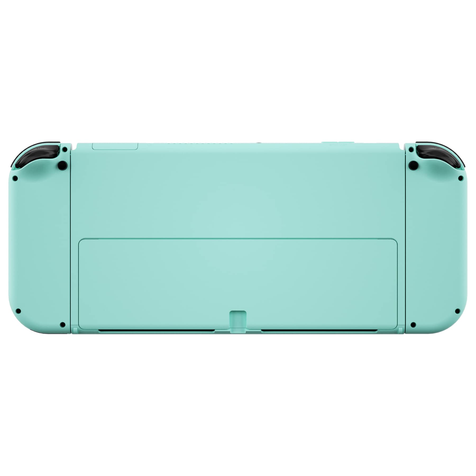 eXtremeRate Coque de Remplacement pour Nintendo Switch OLED, Coque Complète pour Nintendo Switch OLED, avec Bouton Coloré Béquille en Métal, Coque pour Joycon， Cyan Clair