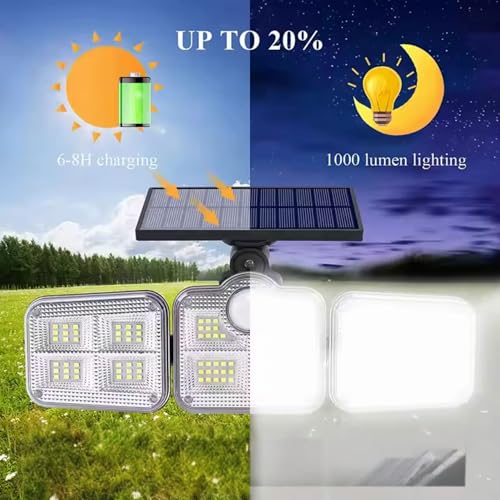 Image of Homehop Acrylonitrile Butadiene Styrene Solar Wall Lights Outdoor Home Waterproof Compound Wall Motion Sensor Garden Lamp for Driveway, Patio, Porch and Courtyard (Cool White /122 COB LED,No Remote)