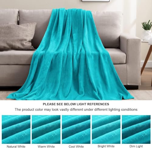 Image of BEDELITE Fleece Blanket Teal Throw Blanket for Couch & Bed, Luxury Plush Cozy Fuzzy Blanket 50 inch x 70 inch, Super Soft Warm Lightweight Fall Throw Blanket for Travel Camping