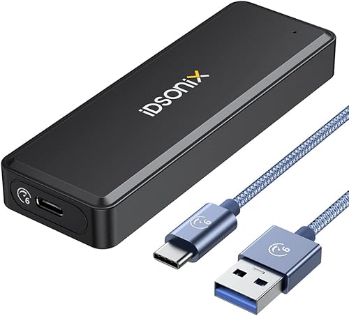 iDsonix - Carcasa para disco duro M.2 SATA USB C 3.1 Ultra Speed Externo HDD Caddy sin herramientas para UASP, SATA HDD/SSD adecuado para routers,