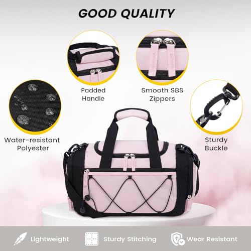 Image of Vorspack Gym Bag for Women - 15 Inches Small Duffle Bag for Travel Lightweight Duffel Bag Personal Item Travel Bag Weekender Bag for Travel Sports Gym - Pink