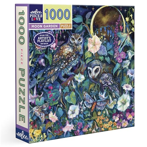 Image of eeBoo 1000 Piece Puzzle - Moon Garden Jigsaw Puzzle for Adults, Square 23 inch x 23 inch Made with Recycled Board & Vegetable-Based Ink