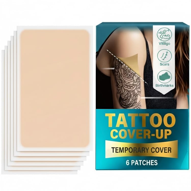 Tattoo Cover Up Patch 6 Pcs Ultra-Thin Waterproof Tattoo Cover Up Tape for Tattoos Sweat & Water-proof Cover up Tattoo Scars & Birthmarks